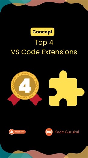Kode Gurukul | Web Development | HTML | JavaScript | CSS on Instagram: "📌TOP 4 VS Code Extensions.📌 Best Extensions for Developers. Top vs code extensions for developers. #vscode #javascript #html #html5 #css3 cssanimation learnhtml learncss csstips csstipoftheday webdeveloper ui ux uidesign uxdesign webdevelopment frontenddeveloper frontendwebdeveloper javascript reactjs javascriptanimation tailwindcss bootstrap reels"
