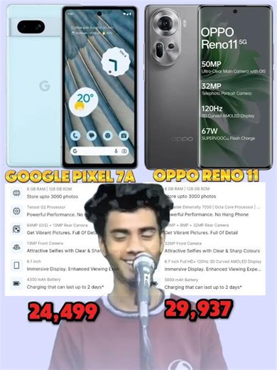 google pixel 7a vs oppo Reno11 5g best compireson #viral #shorts