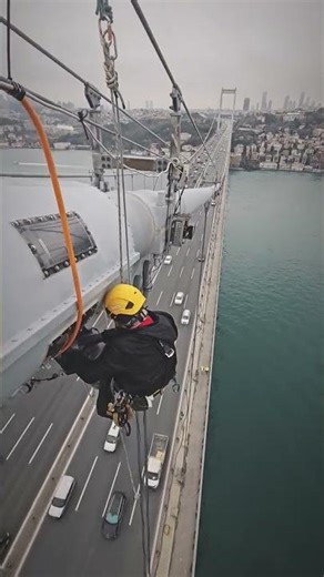 Maintenance work on the Bosphorus Bridge is one of the most dangerous jobs in the world#viral#shorts