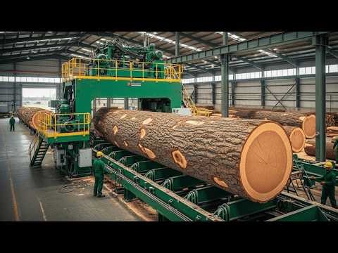 Inside the Largest Wood Sawmill Factory – How Giant Logs Becomes Premium Furniture (Full Process)