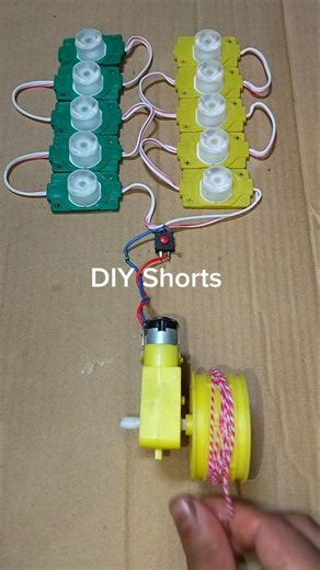 Powering 10 LED Light With a Rope Turning BO Gear Motor #dcmotor #tech #shorts