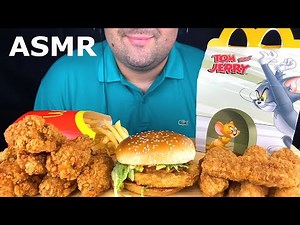 ASMR McDonald's Happy Meal Tom and Jerry (Eating Fried Chicken, Chicken Sandwich & Fries) Mukbang