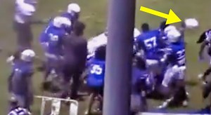 College Football Game Had To Be Called Off Early After Massive Brawl Erupts, Player Seen Using His Helmet As A Weapon (VIDEO)