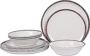 Amazon.com: Melamine Dinnerware Sets-12pcs Melamine Plates and Bowls Set,Unbreakable, Dishwasher Safe, Indoor Outdoor Use,Beige