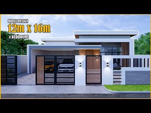 House Design | Simple House Design | 12m x 16m with 4 Bedroom