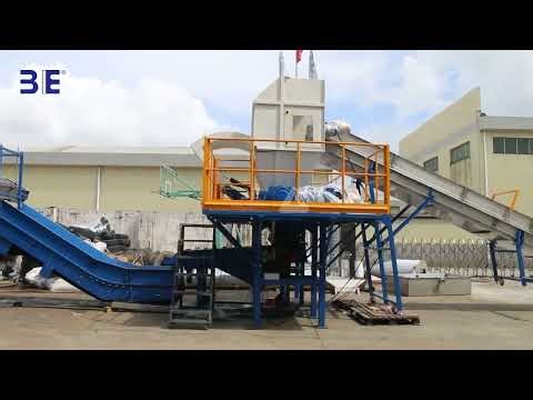 Plastic drum crushing & washing line