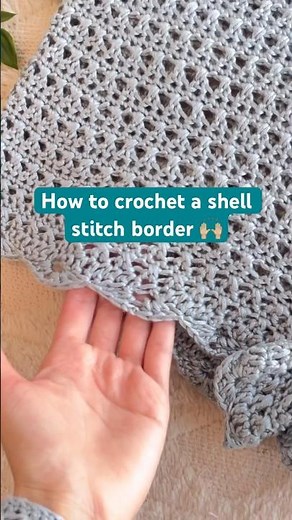 Let’s crochet a shell stitch border! Perfect for garments 🥰 #crochetstitch #crochet #shorts #fyp