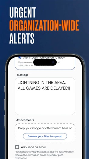 Youth sports seasons don't happen behind a desk. So why should the organizers be stuck there? Schedules, field changes, weather updates. Your season moves fast. Communication needs to move faster. TeamSnap ONE unlocks instant, organization-wide messaging you can send from the office, the parking lot, or the sideline. Laptop, desktop, phone... we've got you covered. #communication #youthsports #sportstech #sportsapp #teamsnap | TeamSnap