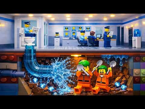 Secret Toilet Tunnel Escape In LEGO City Prison | LEGO Escape World