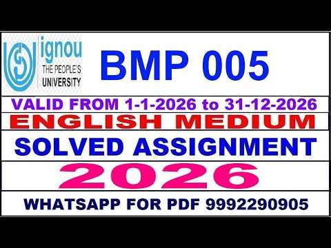 BMP 005 solved assignment 2026 in English || bmp 005 solved assignment 2026 || ignou bmp005 2026