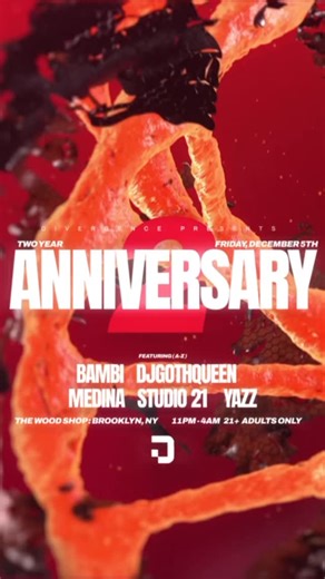 Divergence | Divergence Presents: 2 Year Anniversary, Brooklyn Edition Friday, December 5th • 11PM-4AM • 21+ Adults Only Featuring (A-Z) @bambi.us (... | Instagram