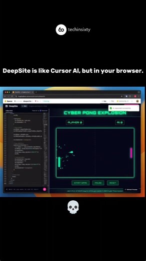 Techinsixty | AI | Apps | Web | This is wild.💀 DeepSite is like Cursor Al, but in your browser. Powered by DeepSeek V3 0324, you can now vibe code Al apps, games &... | Instagram