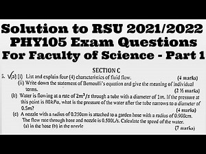 RSU Faculty of Science PHY105 Solution - Part 1 #excellenceacademy #rsu #jonahemmanuel