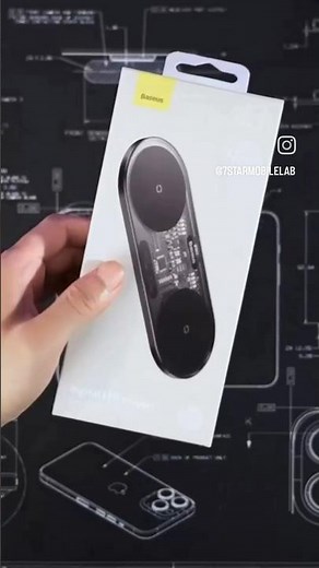 Baseus Digital LED Display 2in1 Wireless Charger 20W Black Universal Version Include USB For Type-C