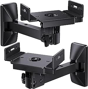Pipishell Speaker Wall Mounts, Dual Side Clamping Bookshelf Mounting Bracket, Speaker Mounts for Surround Sound, Bookshelf Speakers up to 55 lbs, 1 Pair