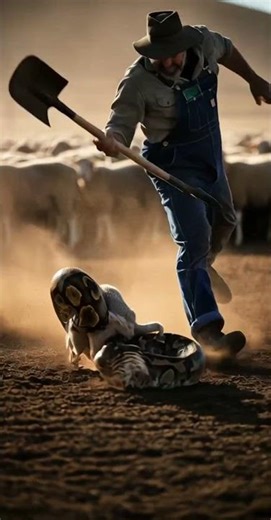 Brave Farmer Saves the Lamb from a Giant Python! 🐑🐍