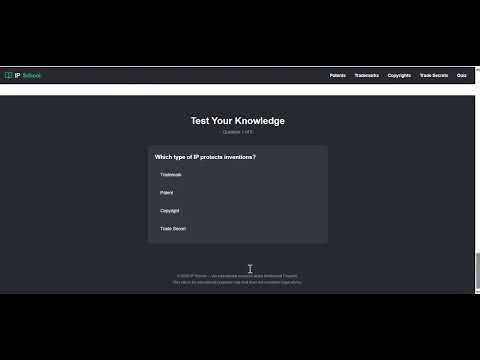 IP School: Learn Patents, Trademarks & Copyrights (Built by Elissa Kwizera)