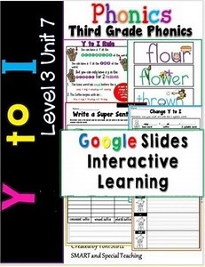 Distance Learning Google Third Grade Phonics Level 3 Unit 7 ( Y to I Worksheets)