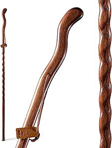 Brazos Handcrafted Wood Walking Stick, Twisted Oak, Ergonomic Style Handle, for Men & Women, Made in The USA