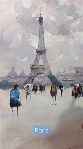 Follow the process of creating a Paris watercolor painting from the...