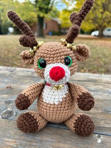 Rudolf Reindeer Christmas Crochet Plush With Bells *made to Order* - Etsy