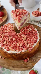 This Strawberry Crunch Cake is a delightful blend of fresh strawberries, cream cheese frosting, and a crunchy topping that will leave your taste buds craving more. 🍓 Check out this amazing recipe here: https://www.piesandtacos.com/strawberry-crunch-cake/ | Pies and Tacos