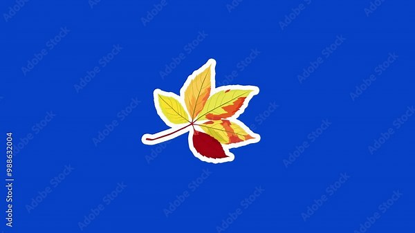 Leaf vector motion animation with blue screen. This animation has the concept of welcoming the arrival of autumn. Natural forest, autumn leaves. Leaf motion sticker
