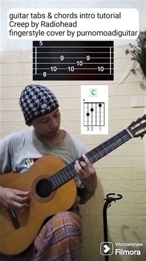 Creep by Radiohead, guitar tabs & chords intro tutorial, fingerstyle cover by purnomoadiguitar
