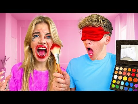 BLIND Folded Makeup Challenge!