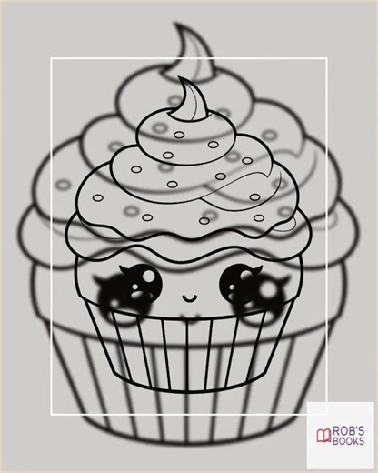 Cute Kawaii Cupcake Coloring Pages For Kids 3