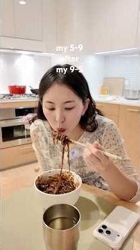 our #5to9 routine lately ft. homemade jjajangmyun ☺️ #blackbeannoodles #nycvlog #minivlog #running
