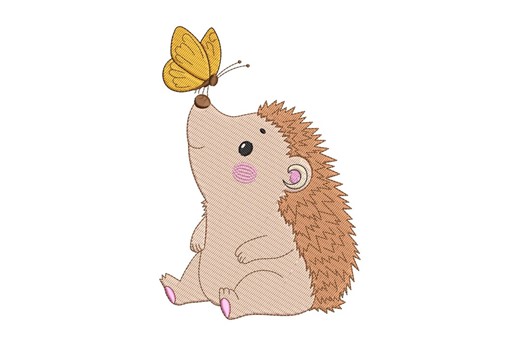 Hedgehog Embroidery Design, Woodland Animal Butterfly Machine Embroidery Pattern, Instant Download - Etsy