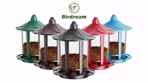 Birdream 2 Pack Bird Feeders for Outdoor Hanging, Classic Castle Design Fun Assembly Bird Feeder, Attracting Wild Birds Cardinals Goldfinches Chickadees Finches Sparrows - Blue