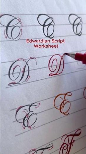 Edwardian Script Worksheet #calligraphy #lettering #reels #tutorial #handlettering #fypシ゚viralシ