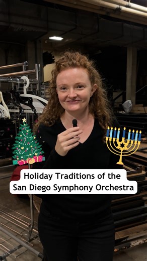 Asking musicians of the San Diego Symphony Orchestra what holiday traditions they have! 🎄🎅🕎 During intermission of @goldenstateballet’s The Nutcracker, we asked @sandiegosymphonymusicians what holiday traditions they share with friends and family. Merry Christmas and Happy Hanukkah from the San Diego Symphony! 🎵🎻🤍 | San Diego Symphony