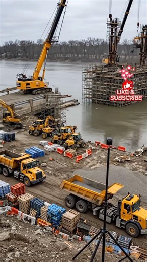 reconstruction of a damaged bridge 😮🚧 #shortvideo #shorts