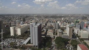 3 clip montage of Nairobi city from top of KICC tower, Kenya