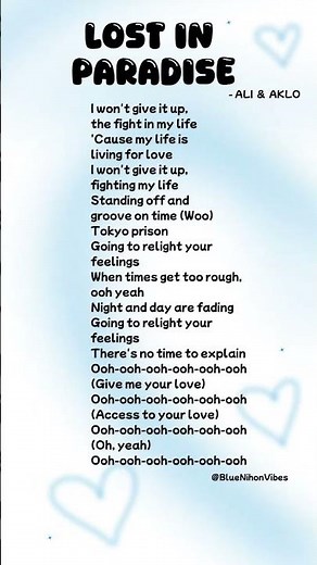Lost In Paradise - Ali, Aklo (Lyrics) #lyrics #lostinparadise #ali #aklo #japanesesong #animeost