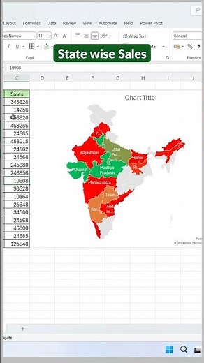 State Wise Sales Map in Excel 🔥 (1 Minute Trick)