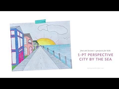 Draw One Point Perspective // A City by the Sea // Art Lesson and Project for Kids