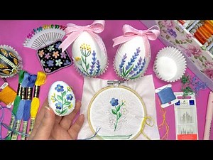 Stitching Forget-me-nots for my Easter Eggs Stitch-Along 💕Part 3🪡 Step-by-Step Embroidery Tutorial 🧵