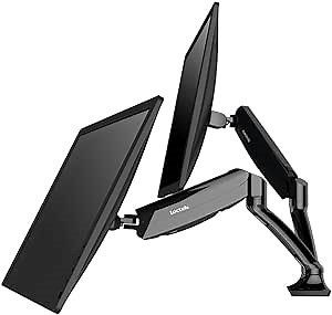 Monitor Arm Support Dual Monitor Mounts Stand, Full Motion Swivel Gas Spring for 10-27 inches LCD Computer VESA Monitor (Dual Arm Desk Mount)
