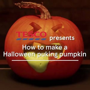 When you accidentally eat all the fun size chocolate bars your mam left out for the trick-or-treaters 🤢 Check out our Puking Pumpkin for some good clean Halloween fun! 🎃 | Tesco Ireland