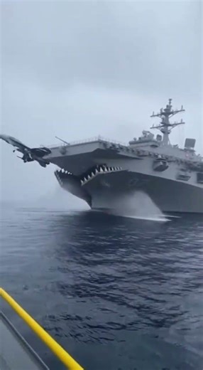 Warship with SHARK MOUTH Opens & Launches Fighter Jet! #ViralVideo #Navy #CombatUAV #MobileBase #Oce