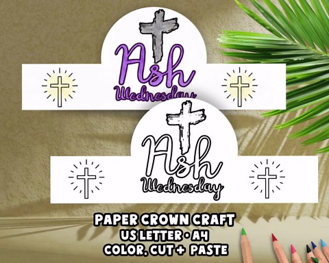 Ash Wednesday Sunday School Craft: First Day of Lent Coloring Paper Crown Headband, Kids Bible Study Lesson, Class Activity, Easter Cross - Etsy