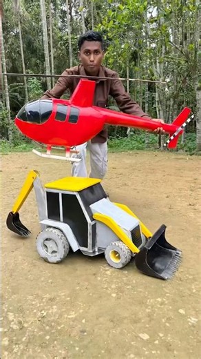 Red Colour Helicopter vs big 3dx JCB | Remote Control Excavator | #helicopter