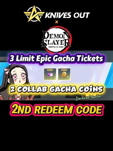 【KNIVES OUT】 ⛩️🔥 2nd REDEEM CODE in DEMON SLAYER (Kimetsu no Yaiba) 2nd collaboration ~ [LIMITED] ~