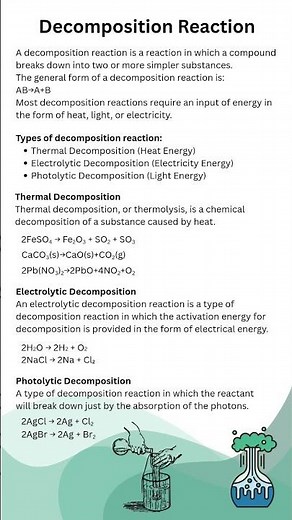 Decomposition Reaction (Analysis Reaction, Chemical Breakdown)
