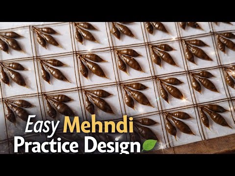 Easy Mehndi Practice Design 🌿 Leaf Pattern Grid Step by Step for Beginners