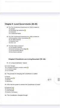 Class 11 Political Science Indian Constitution At Work🔥 MCQ🔥